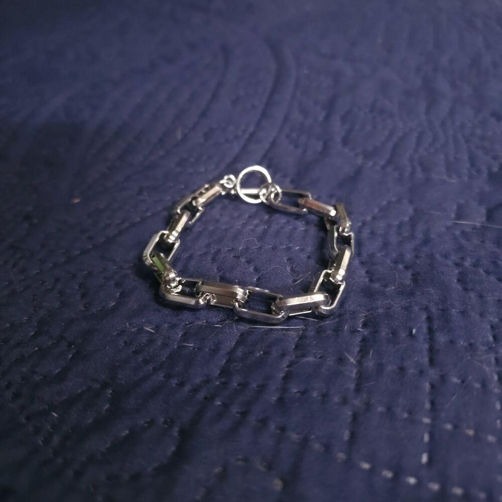 Paperclip Chain Bracelet – Silver Toggle Clasp (8in) ✨
